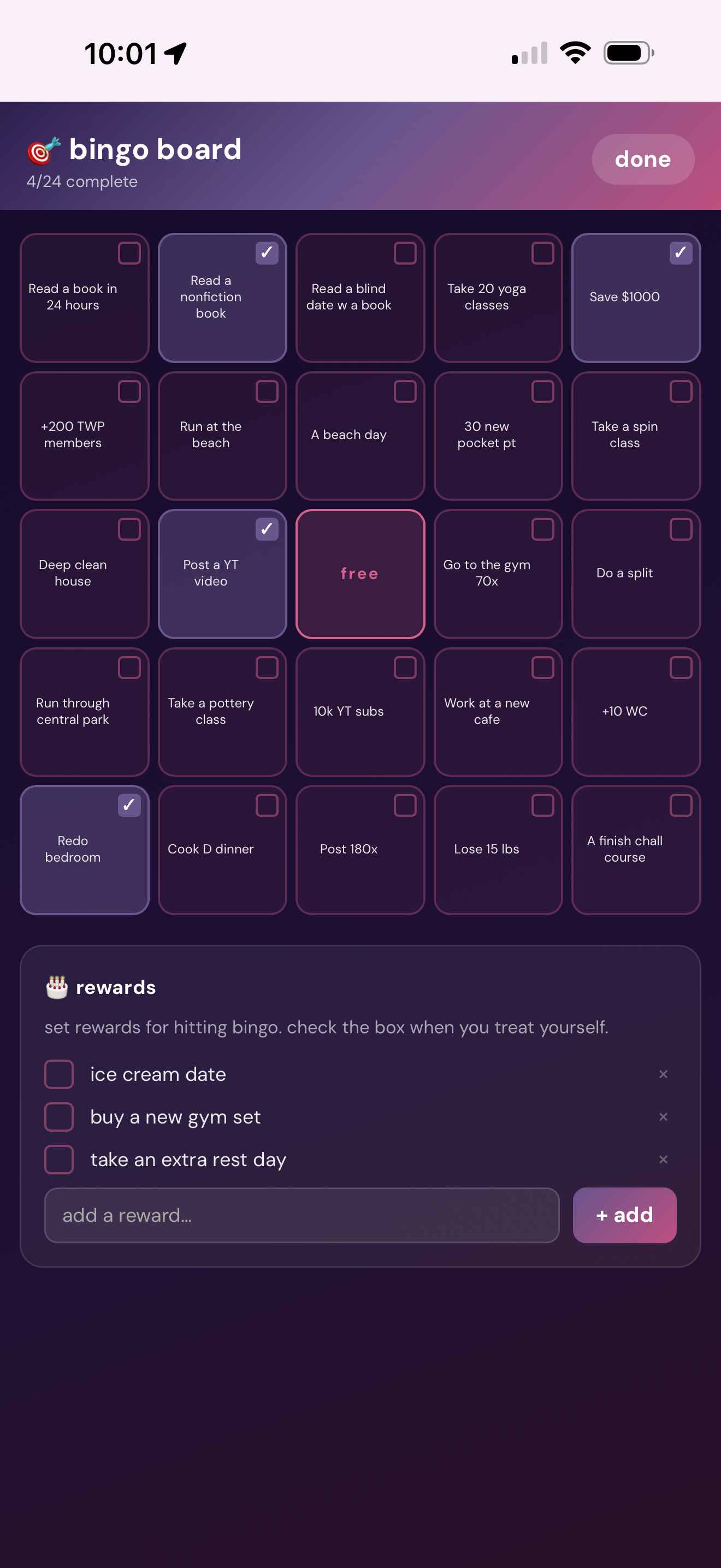 Bingo board